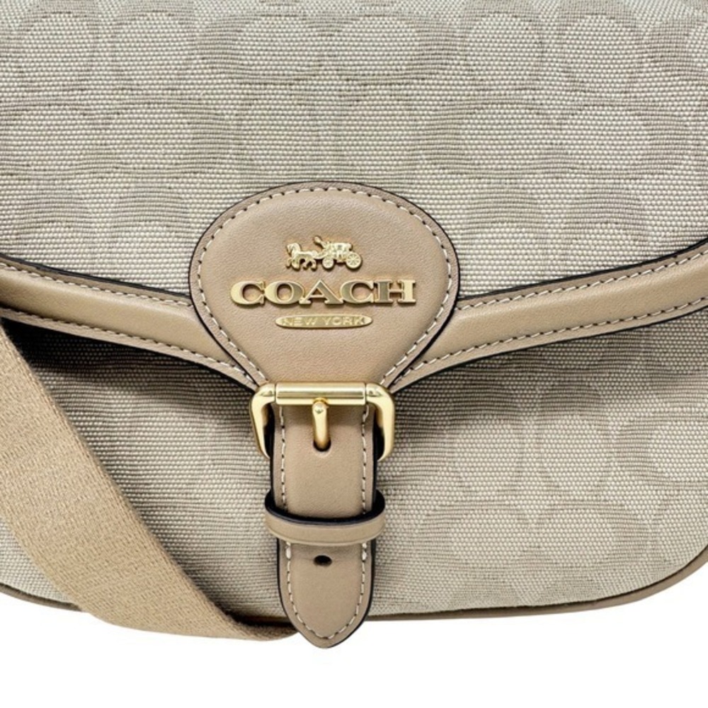 Coach Amelia Saddle Bag Signature Canvas Crossbody Dark Natural Multi Gold NWT - Picture 2 of 12